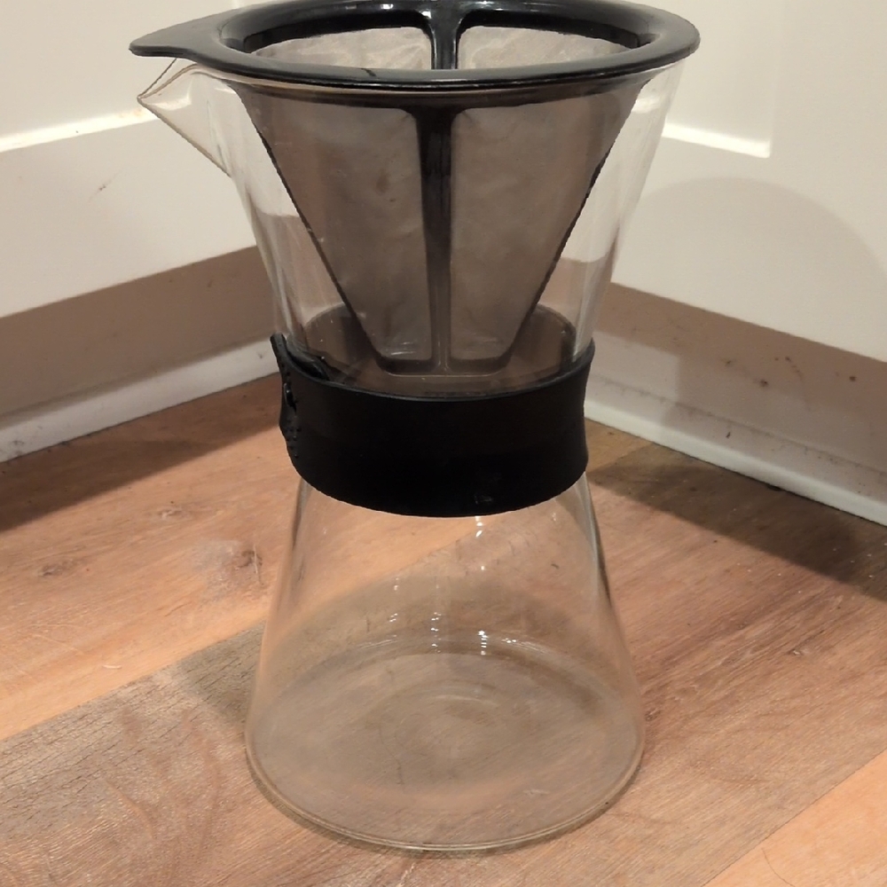 Glass Coffee Maker with Black Accents